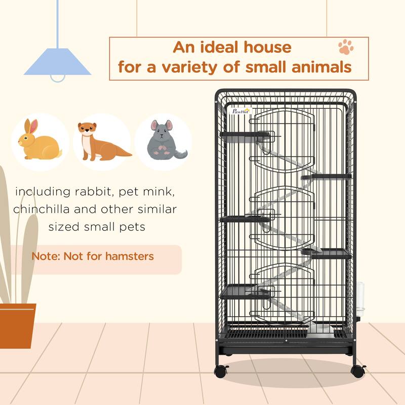 PawHut 6 Levels Small Animal Cage for Dwarf Rabbits, Minks, Chinchillas