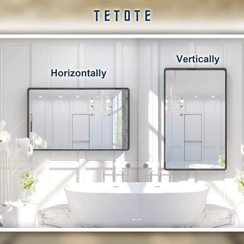 TETOTE Modern Metal Frame Wall Mounted Hanging Bathroom Vanity Mirror