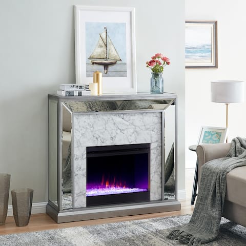 SEI Furniture Tranton Contemporary Mirrored Color Changing Electric Fireplace