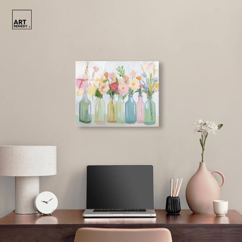 Bottled Blooms Acrylic by Art Remedy, Ready to Hang