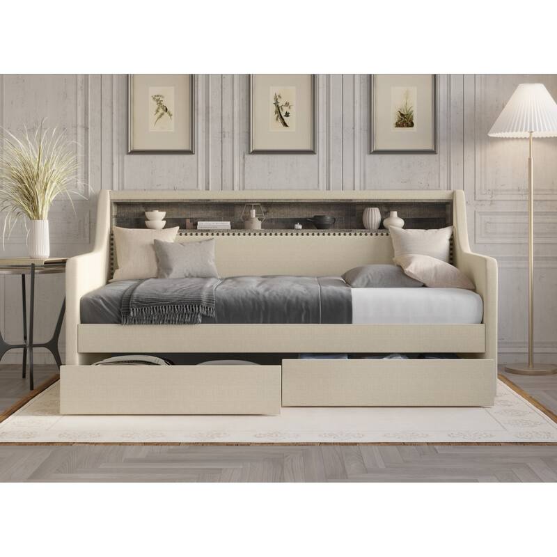 Brianna Upholstered Twin Daybed - Beige