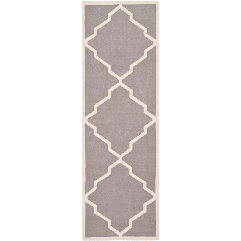 SAFAVIEH Handmade Flatweave Dhurries Gesuina Modern Wool Rug - 2'6" x 6' Runner - Grey/Ivory