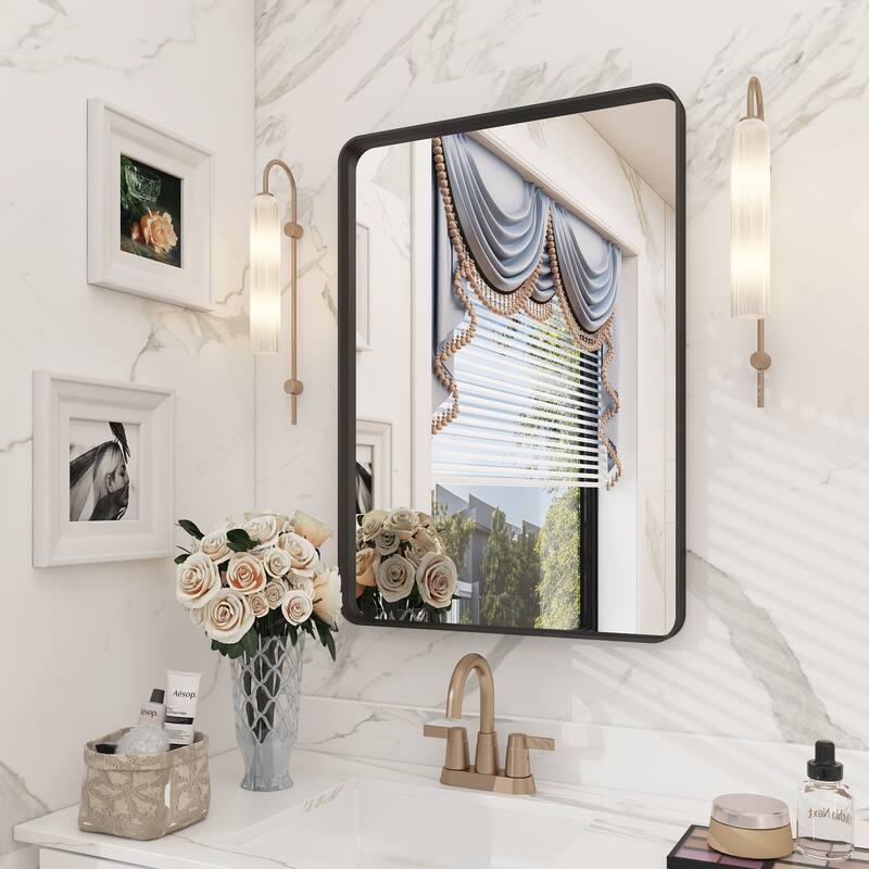 Modern Metal Frame Wall Mounted Bathroom Vanity Mirror