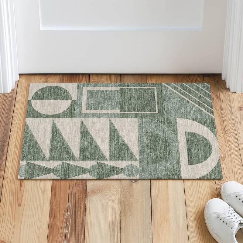 Machine Washable Indoor/ Outdoor Modern Crowley Chantille Rug
