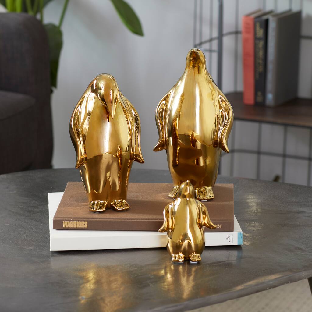 Gold Porcelain Glam Sculpture (Set of 3) - S/3 11", 10", 6"H