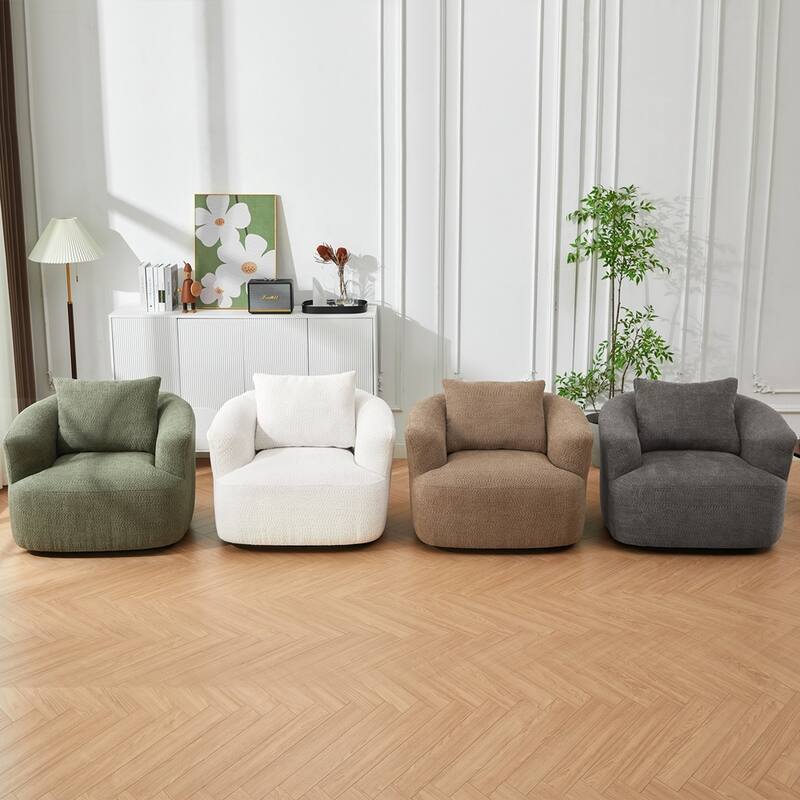 Chenille Upholstered Swivel Barrel Sofa Chair