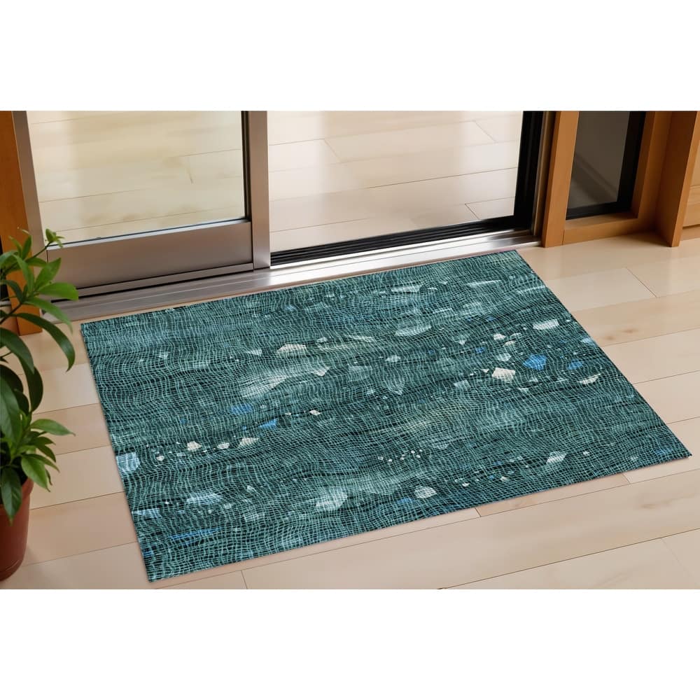 HomeRoots Abstract Transitional Rectangle Outdoor Rug