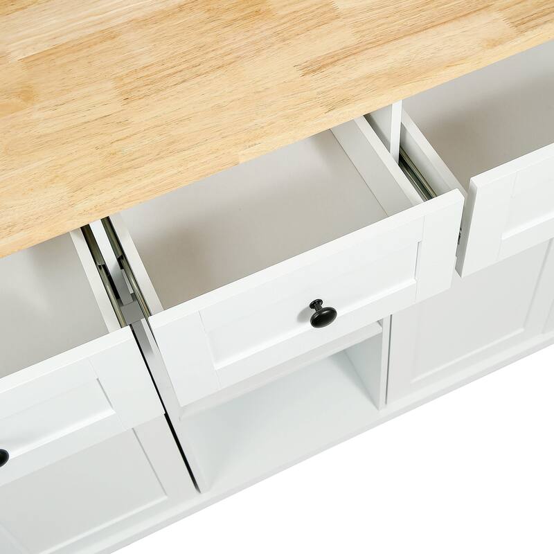 Mobile Kitchen Island Cart with Drop-Leaf Countertop & Storage Cabinet