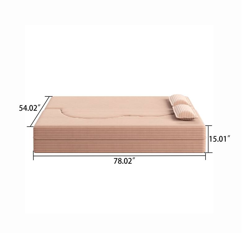Modern Minimalist Compressed Upholstered Convertible Two-Seater Sofa Bed with 2 Pillows