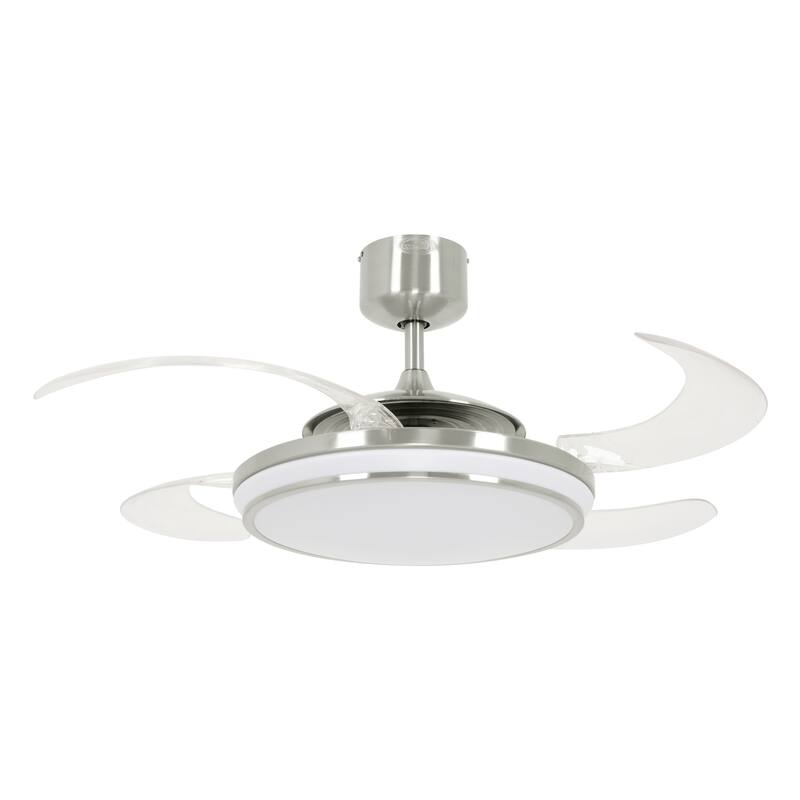 Fanaway Evo1 Retractable 4-blade LED Lighting with Remote Ceiling Fan - Brushed Chrome
