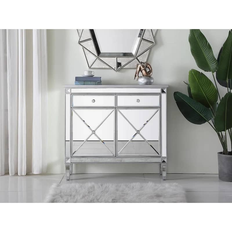 2-Door Mirrored Accent Cabinet - Silver