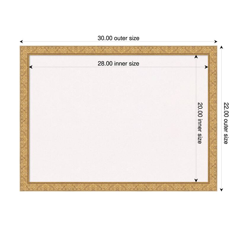 Lila Gold Wood Framed Cork Board - Bulletin Board, Organization Board, Pin Board - White - 30 x 22 in