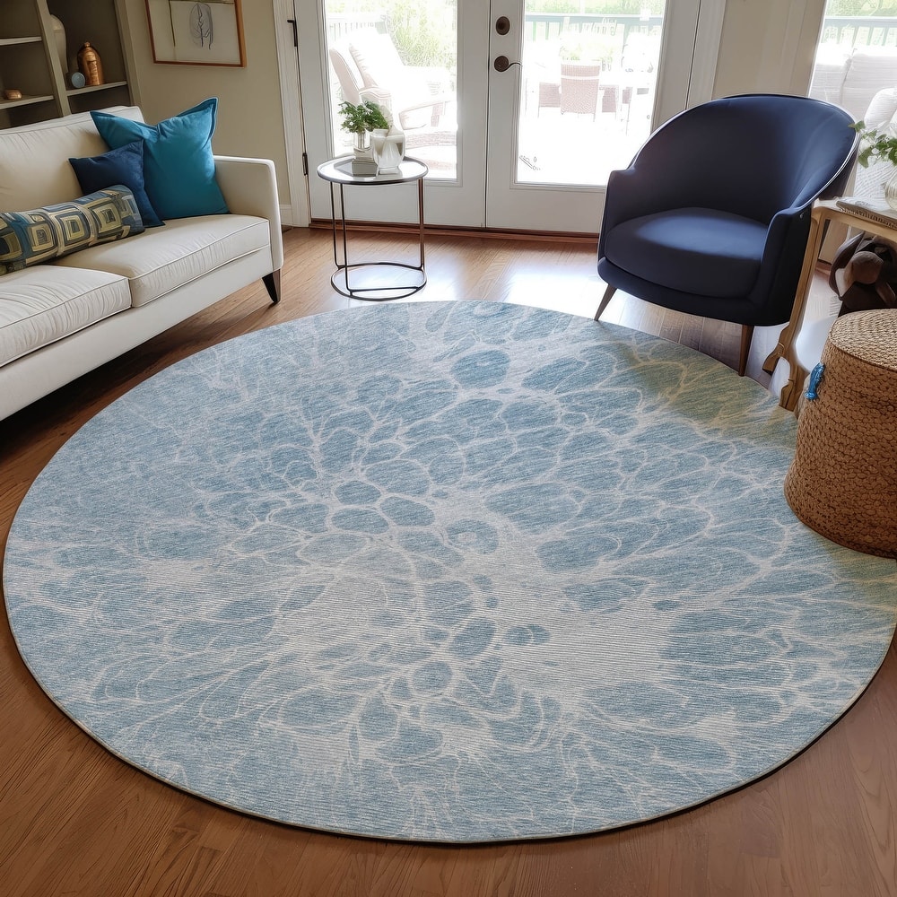 Machine Washable Indoor/ Outdoor Chantille Modern Vintage Floral Rug