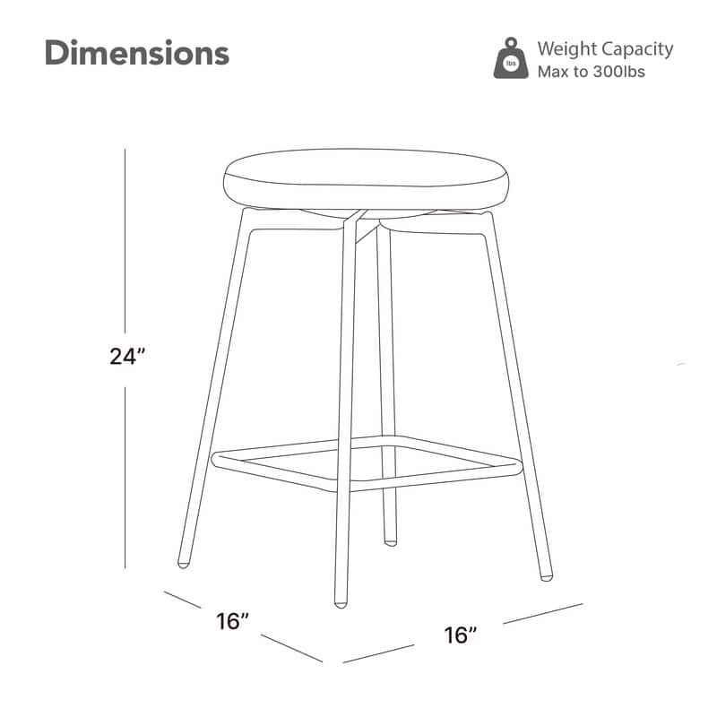 Spruce & Spring Modern 360-degree Swivel Counter Stool with Round Seat