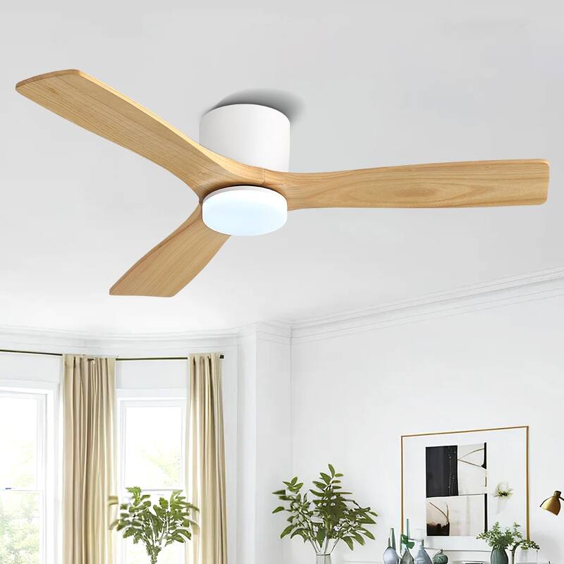 48In 3Blade Dc Motor Indoor Ceiling Fan With Light Kit And Remote - Wood/White - 48"