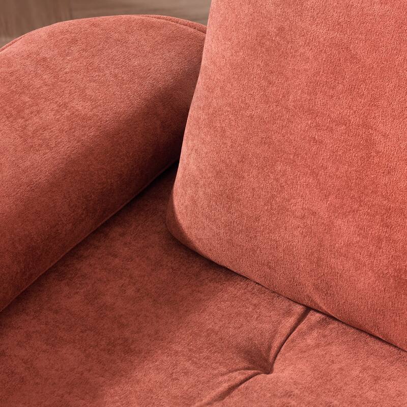 103-inch Brick Red Foam Sofa with 4 Pillows, Comfortable and Easy to Assemble