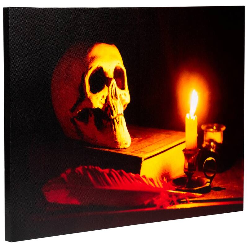 LED Skull by Flickering Clelight Halloween Canvas Wall Art 12"x15.75"
