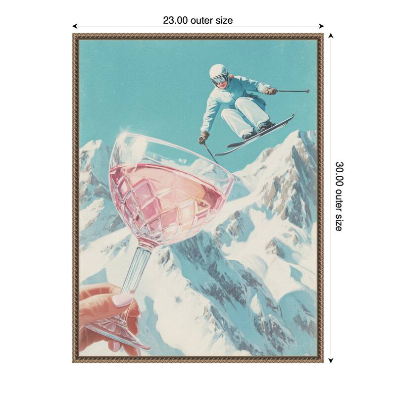 Sip and Ski by Andreas Magnusson (23 x 30 in.), Framed Canvas Wall Art Print