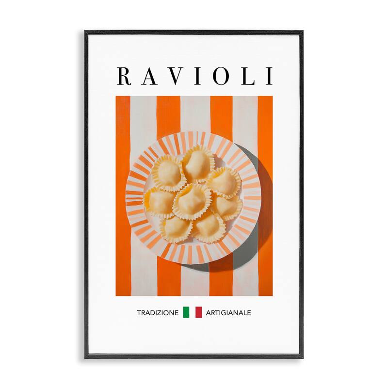 Stupell Traditional Ravioli Pasta Framed Giclee Art Design By Andreas Magnusson - 12 x 18 - Black