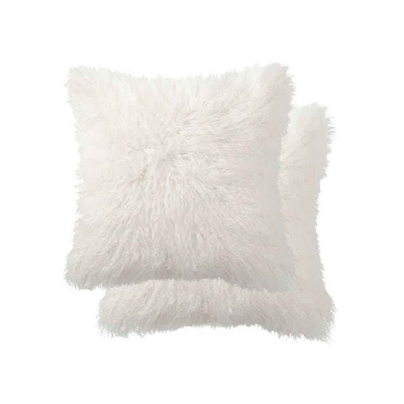 18" x 18" x 5" Off White Faux Fur Pillow 2 Pack