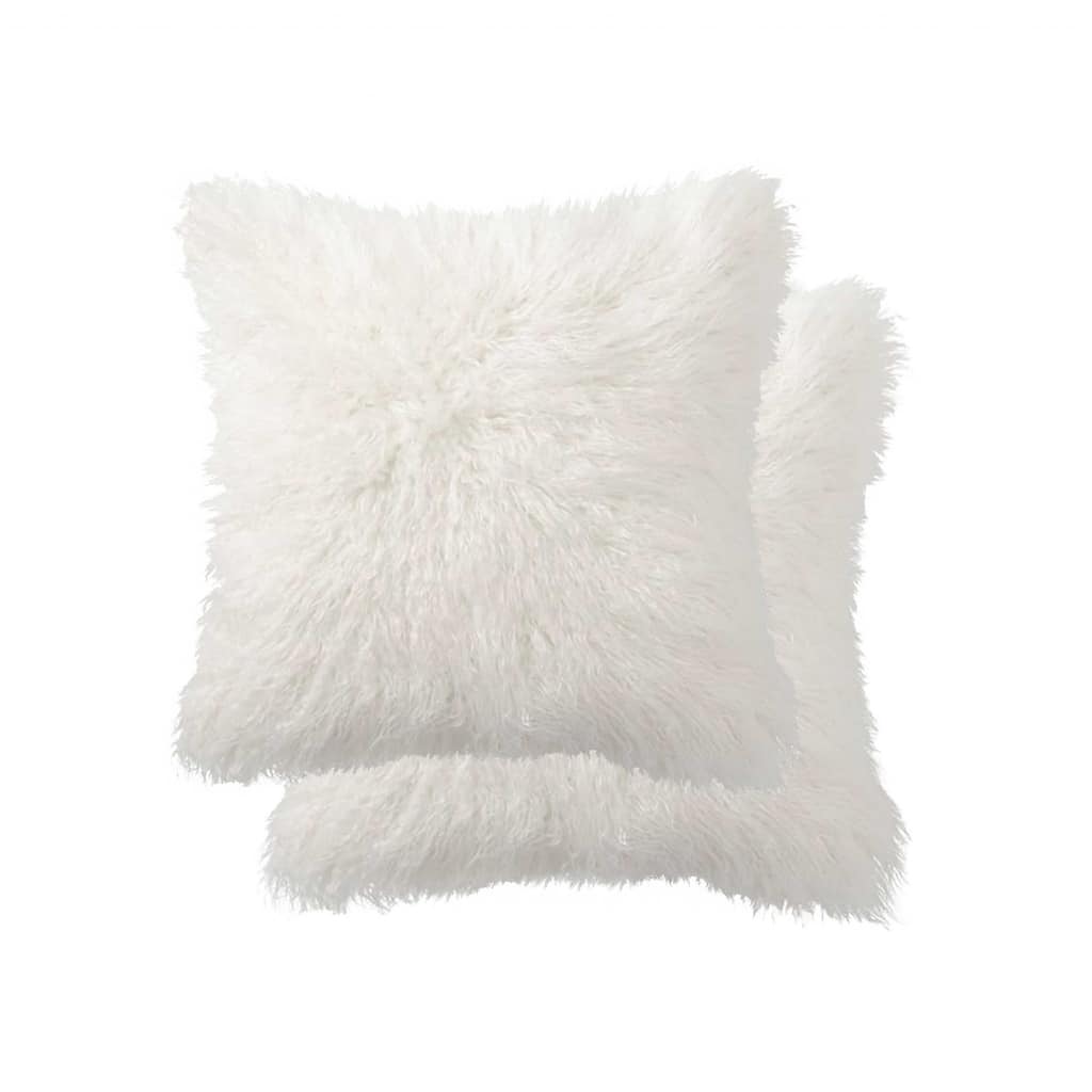 18" x 18" x 5" Off White Faux Fur Pillow 2 Pack