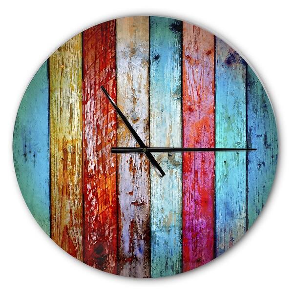 slide 2 of 6, Designart 'Vintage Wooden Pattern' Oversized Modern Wall CLock 16 in. wide x 16 in. high