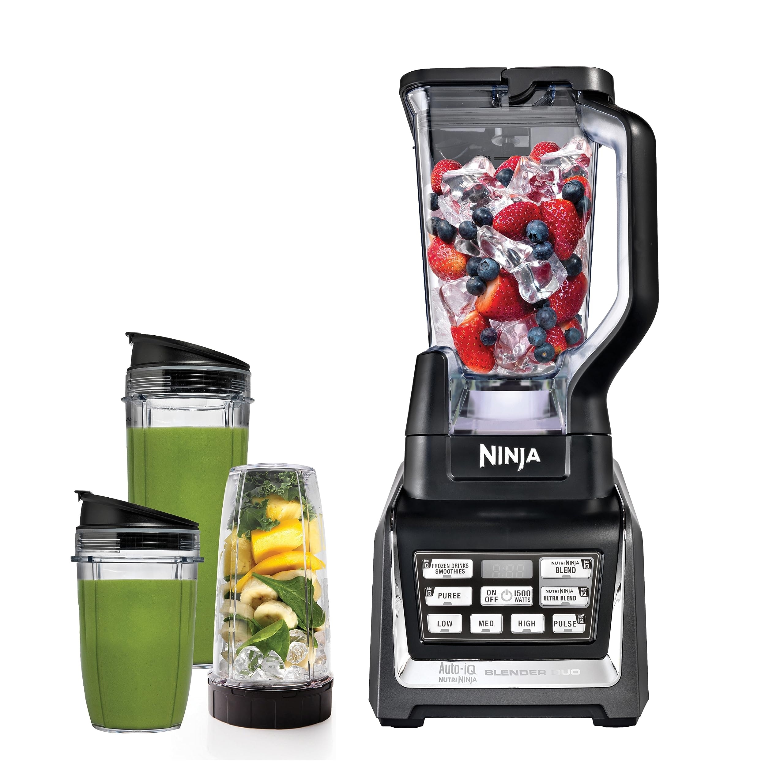 BL642 Nutri Ninja Personal Countertop Blender with 1200W Auto iQ Base 72 oz. Pitcher and Cups with Spout Lids For Smoothies Black