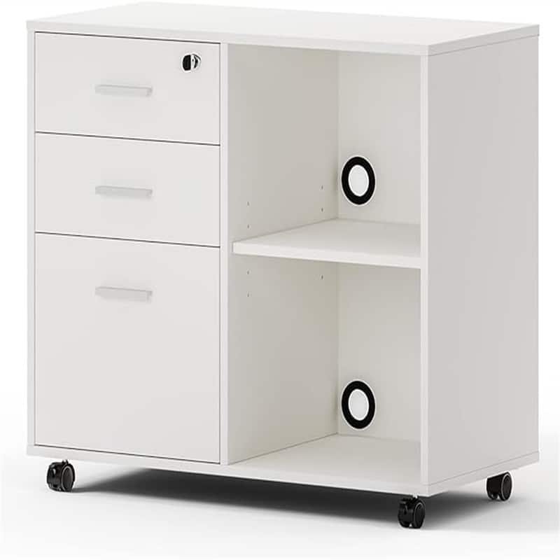 Wood Filing Cabinet - 15.75"D x 31.69"W x 26.29"H - White