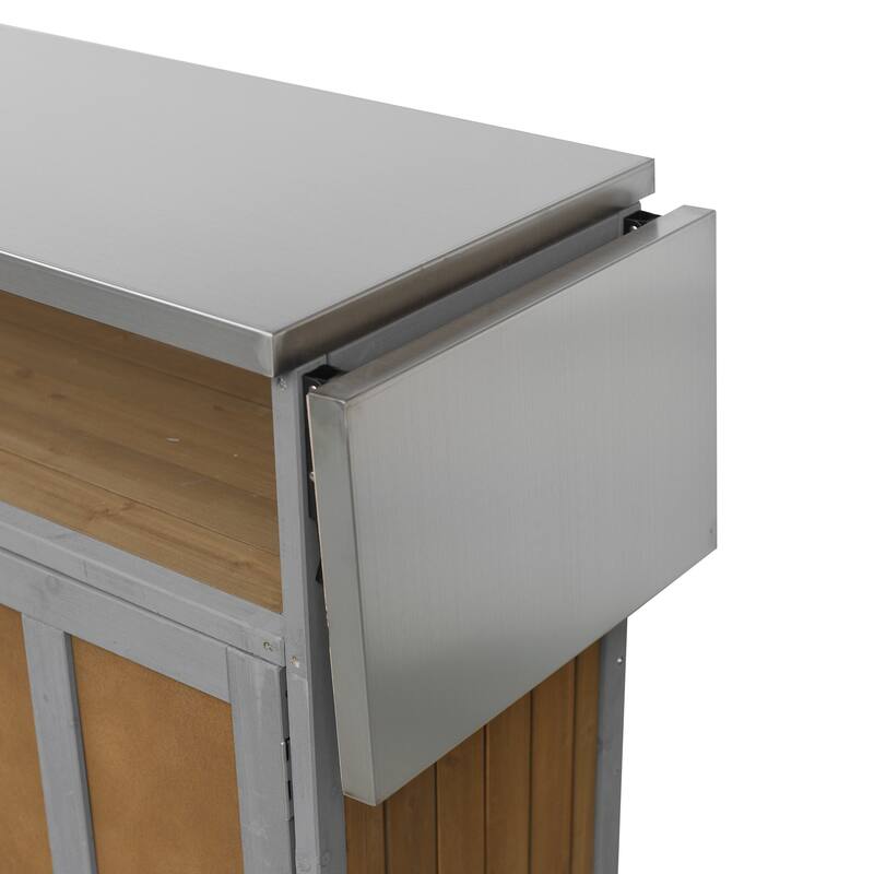 Portable Foldable Outdoor Kitchen Cart with Storage Cabinet and Lockable Wheels