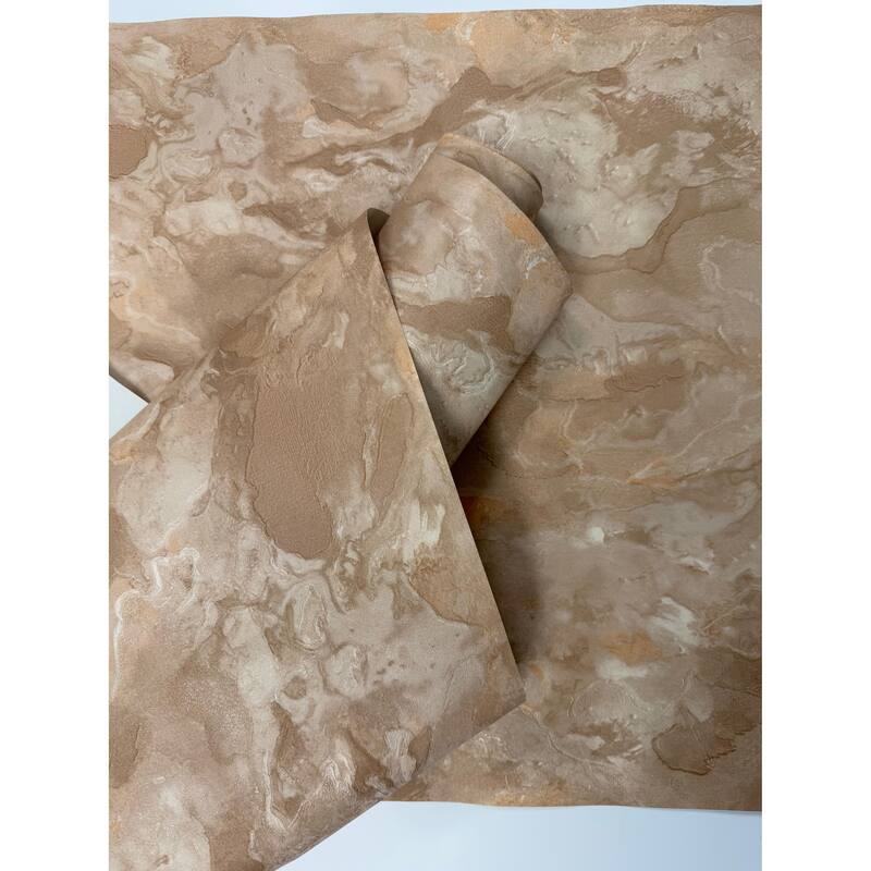 Brown Gold Art Deco Woven Faux Fabric Texture Embossed Contemporary Accent - Double Roll