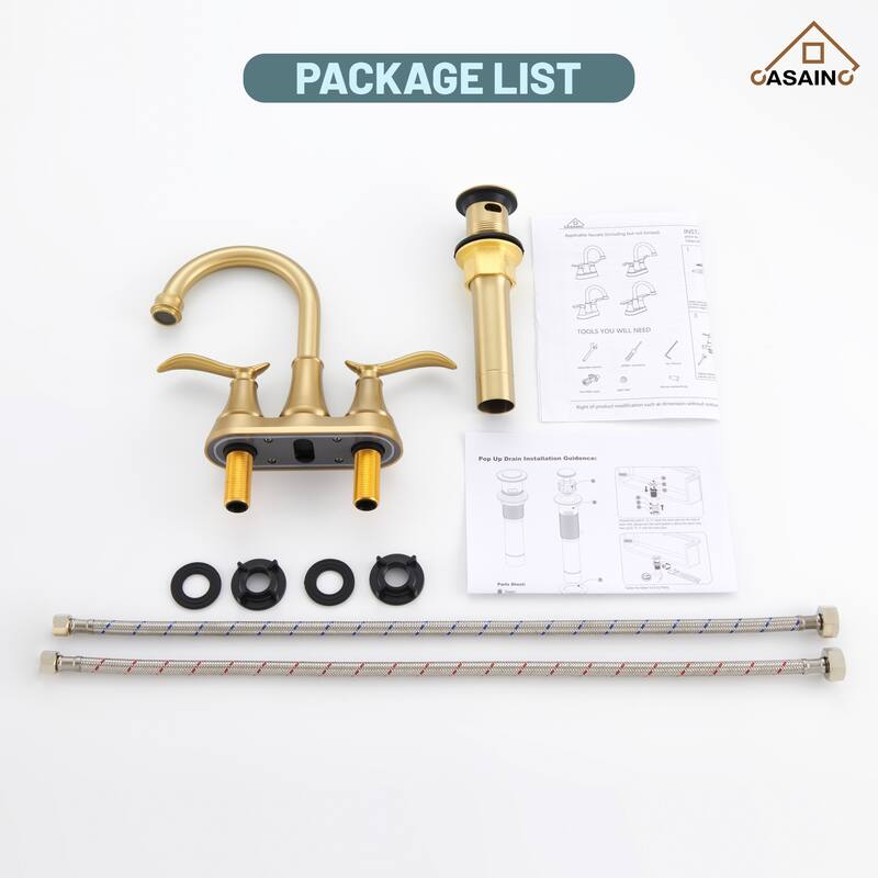 4 in. Centerset Double Handle Bathroom Faucet with Drain Kit Included