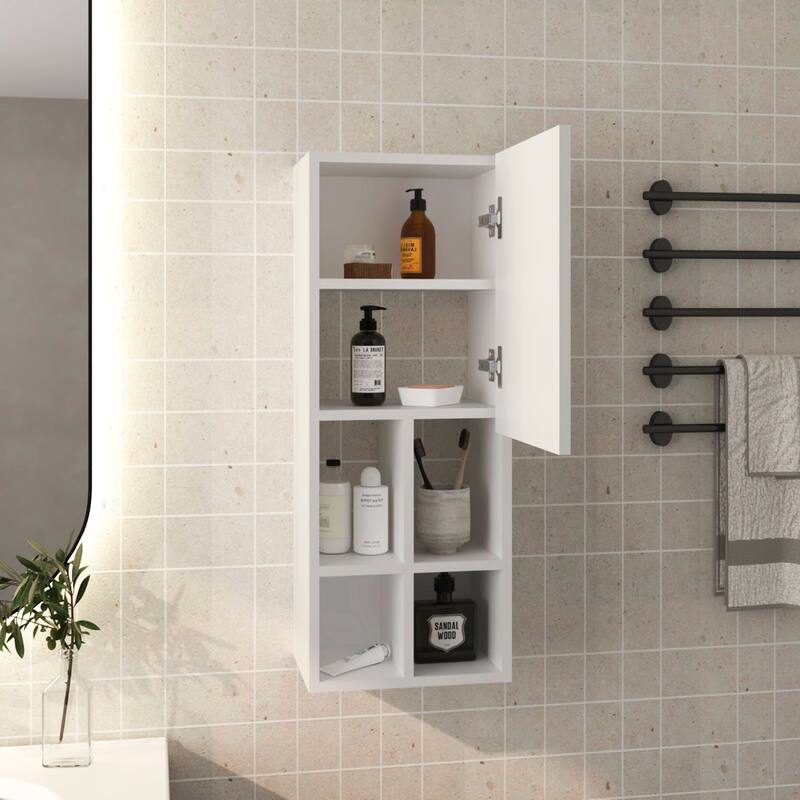 Wall Mount Bathroom Cabinet with Sink and 5 Adjustable Shelves Storage