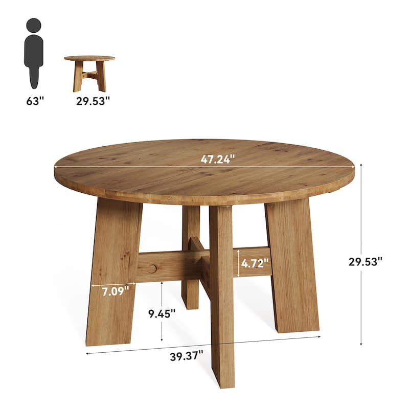 47-Inch Solid Wood Dining Table for 4-6 People