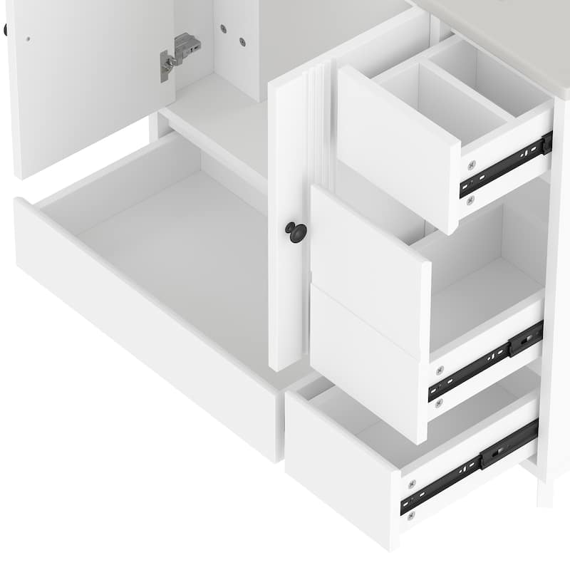 36" Bathroom Vanity with Sink, Free Standing Single Vanity Set with 4 Drawers and Side Storage Rack