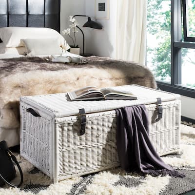 happimess Caden 46" Wicker Storage Trunk, White