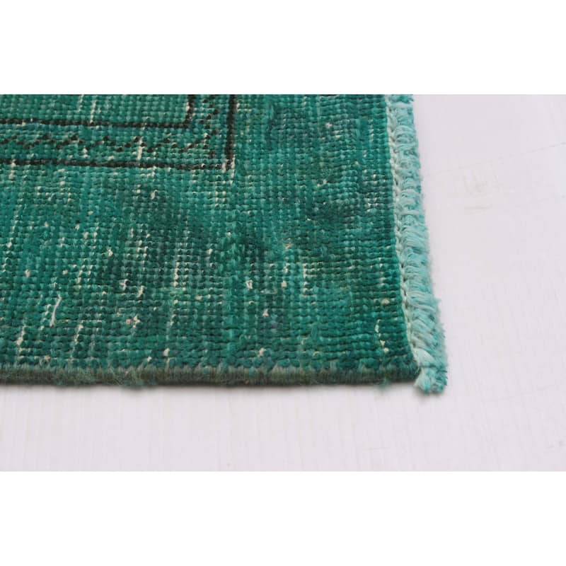 ECARPETGALLERY Hand-knotted Color Transition Green Wool Rug - 3'3 x 10'3
