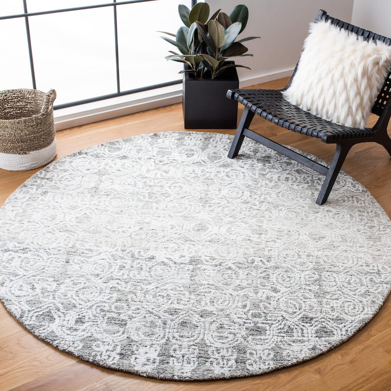 SAFAVIEH Handmade Glamour Avrora Wool/ Viscose Rug - 6' Round - Charcoal