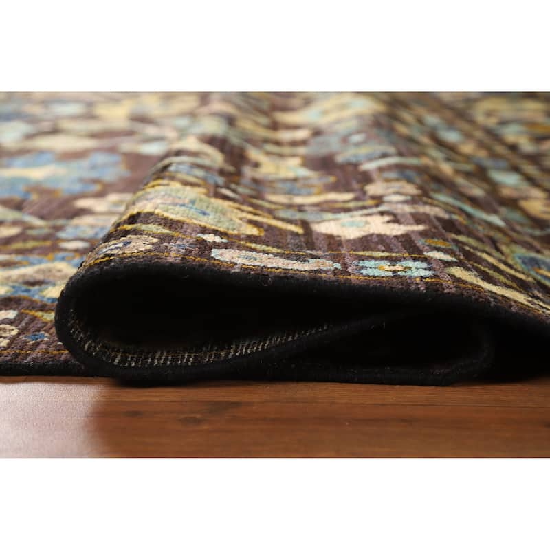 Hand Knotted Oriental 100% Wool Carpet Transitional All-Over Brown Oushak Area Rug - 10' 0'' X 8' 1''