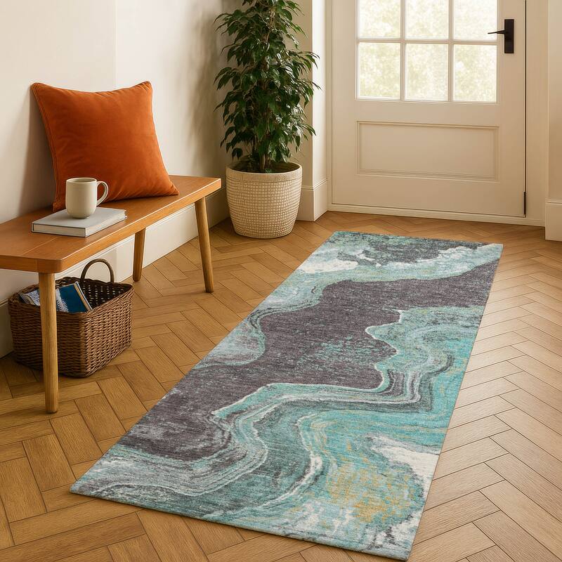 Premium Washable Super Soft Mayfield Rug - Teal - 2'3" x 7'6"