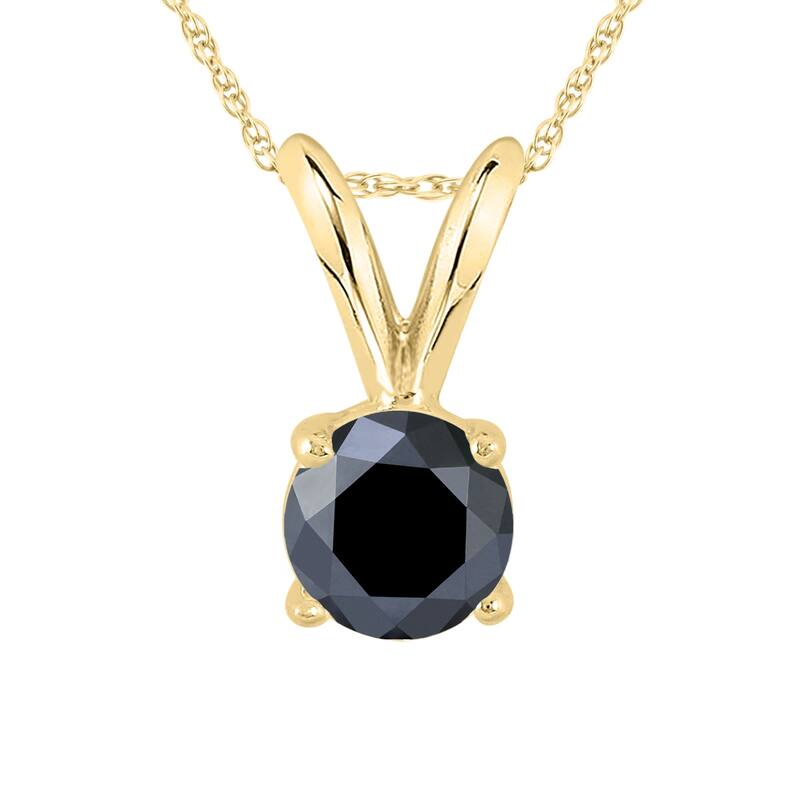Marquee 1/2 Carat Round Black Diamond Solitaire Pendant in 14K Yellow Gold