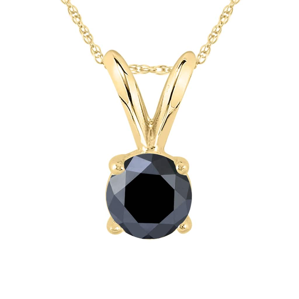 Marquee 1/2 Carat Round Black Diamond Solitaire Pendant in 14K Yellow Gold