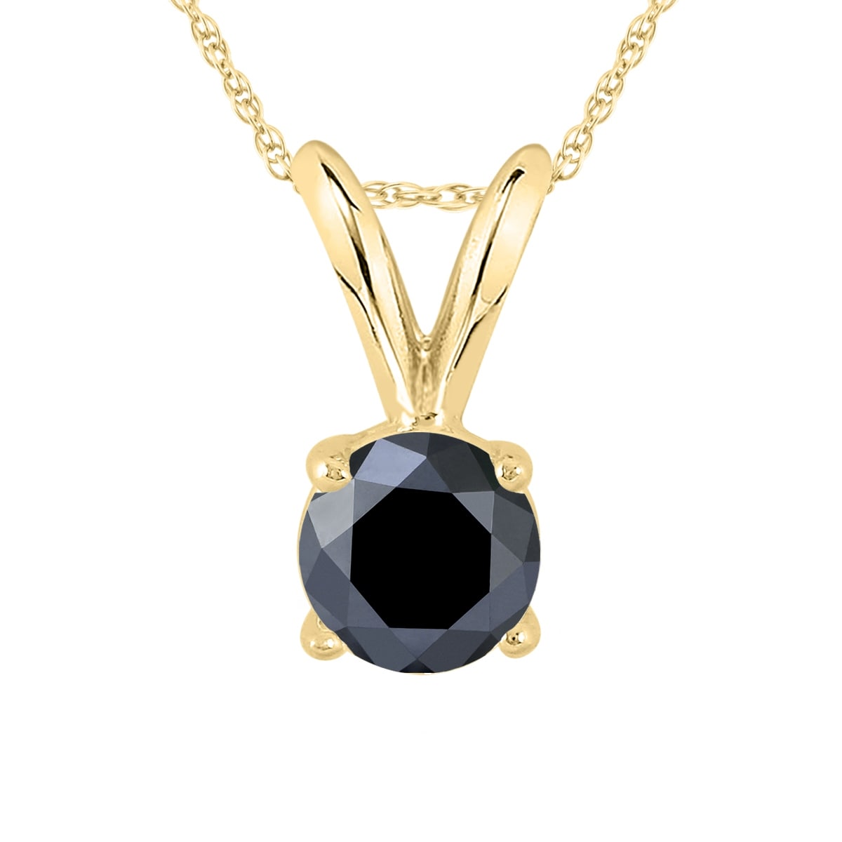 Marquee 1/2 Carat Round Black Diamond Solitaire Pendant in 14K Yellow Gold