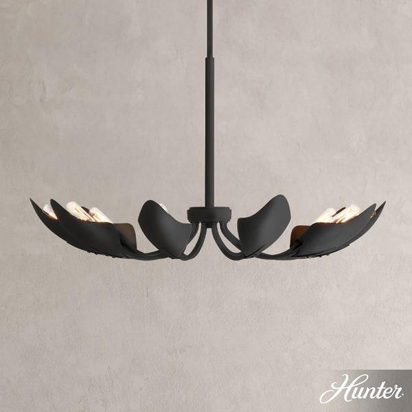 slide 2 of 8, Hunter Juneway 10 Light Chandelier – Transitional, Modern/Contemporary – Dining Room, Living Room, Bedroom, Entry Matte Black