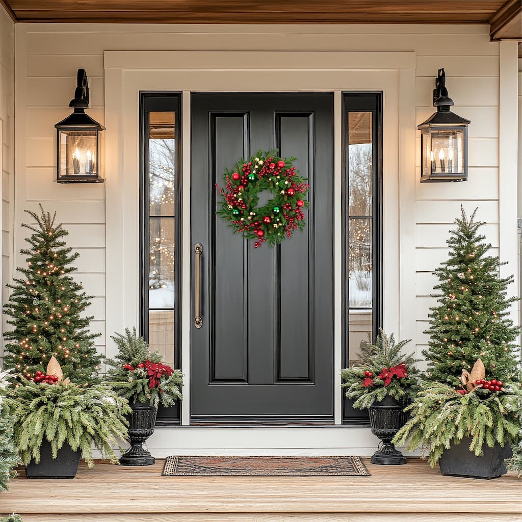 Pine with Ornaments and Berries Artificial Christmas Wreath - 24" - Unlit