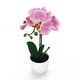 preview thumbnail 2 of 20, Artificial Phalaenopsis Orchid Flower Arrangement in White Pot 13in 13" H x 7.5" W x 5" DP - Pink Lavender