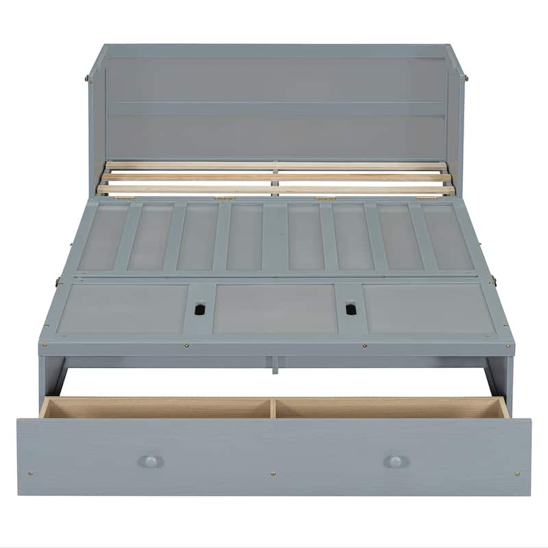 Full Size Murphy Bed with USB Port and a Large Drawer