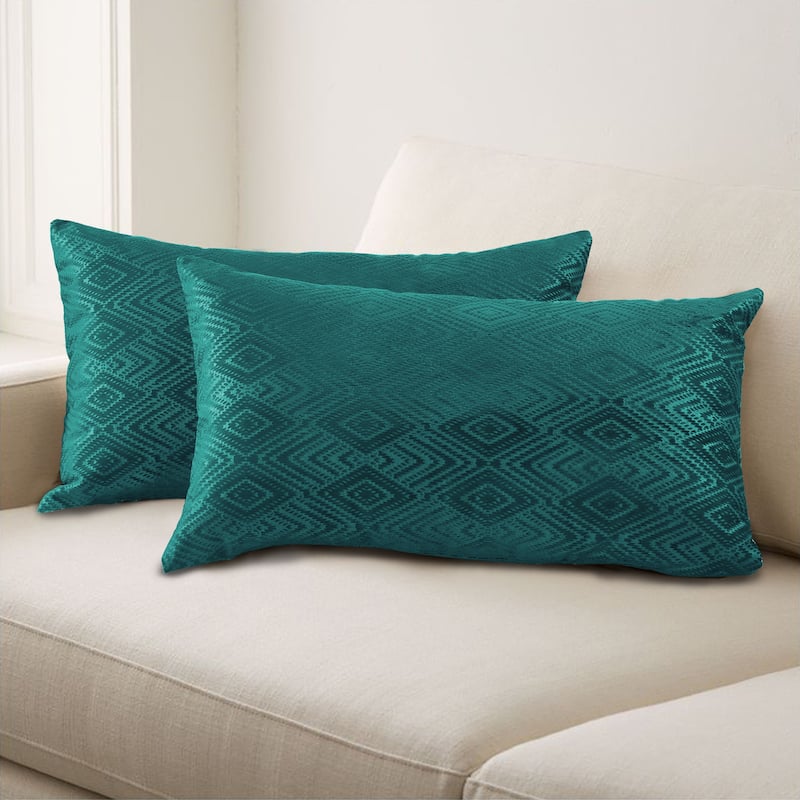 Tonopah Ikat Velvet Throw Pillow Cover Set, NO INSERT - 14" x 26" - Sapphire