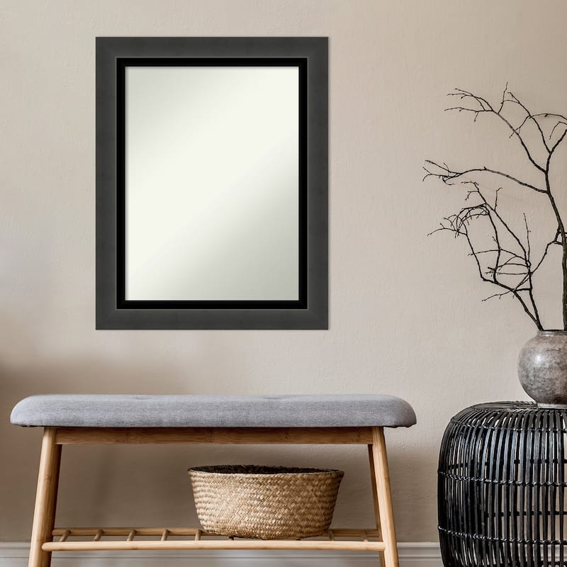 Non-Beveled Bathroom Wall Mirror - Tuxedo Black Frame