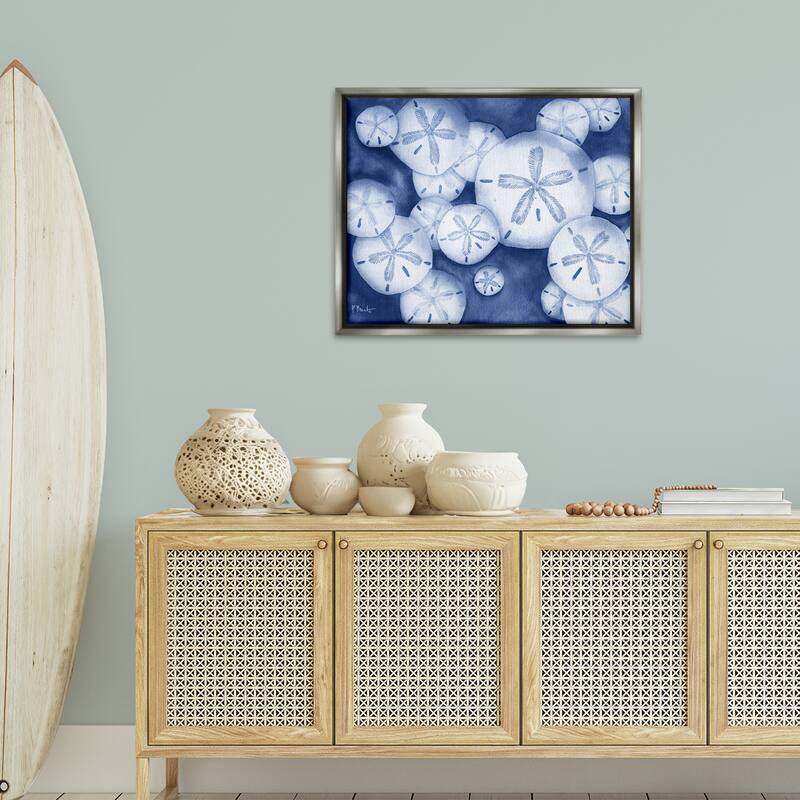Stupell Watercolor Style Sand Dollars Framed Floater Canvas Wall Art Design By Paul Brent