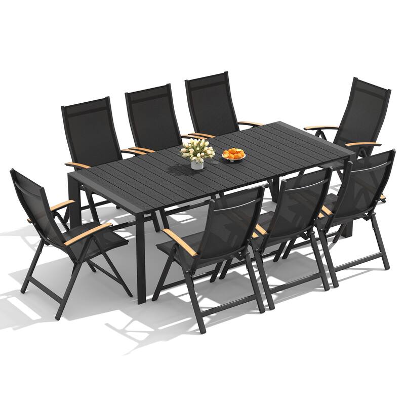 7/9-Piece Outdoor Patio Furniture Set Outdoor Aluminum Dining Table and Folding Chairs
